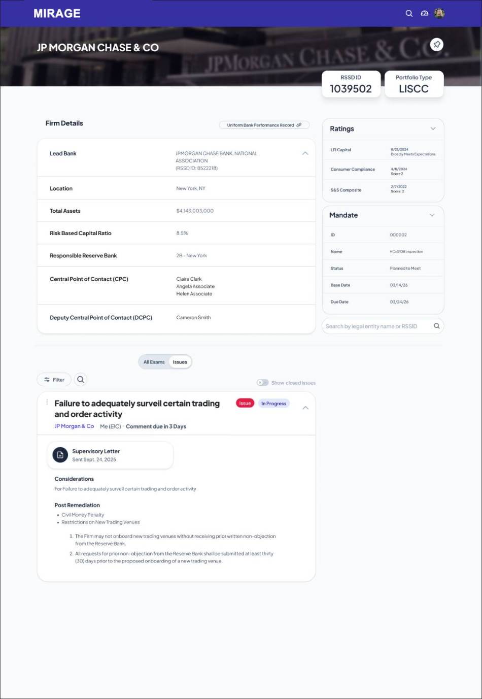 Issue tracking view with remediation detail
