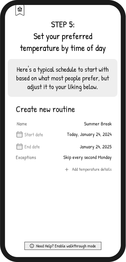 Wireframe — create new routine