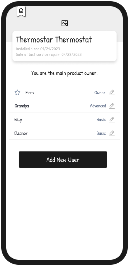 Wireframe — multi-user access list